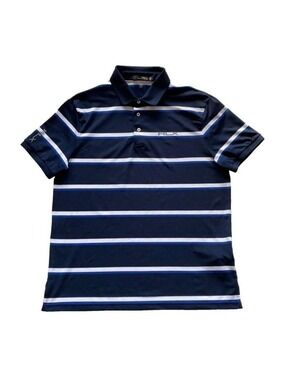 RLX Ralph Lauren Wicking Golf Polo Shirt Mens Sz L Navy White Striped